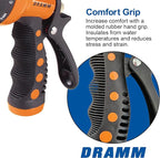 Dramm Revolver Heavy Duty Metal Garden Hose Nozzle – 9 Spray Patterns, High Pressure Jet, Thumb-Control Flow, Ergonomic Grip – Orange