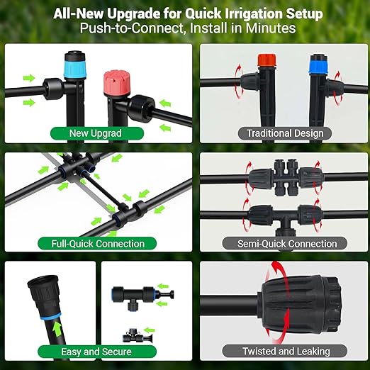 Drip Irrigation System for Garden, 2026 Upgraded Automatic Plant Watering Kit with Quick Connect PE Tubing, 30 Water-Saving Adjustable Drip Emitters for Yard, Lawn, Raised Bed & Greenhouse (100FT)
