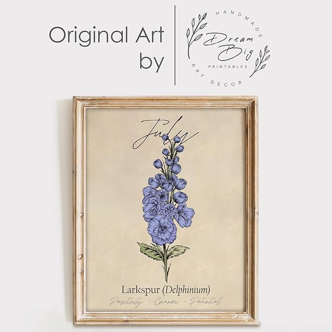 July Birth Flower Art Print - 8x10 (Unframed) | Capturing the Splendor of the July Birth Flower | Decor Accent for Birthdays and Special Occasions | Living Room Decor | Modern Home Decor