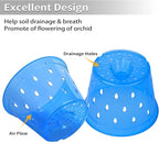 Orchid Pot, 6.7 Inch 8 Pack Orchid Pots with Holes and Saucers,Plastic Orchid Planter - Blue Sapphire
