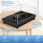 MoonOrange Small Turtle Tank Kit, Acrylic Turtle Tank Starter Kit with Basking Platform, Bottom Drainage, Multi-Function Areas for Turtles, Crabs, Crayfish, Small Reptiles (Black Kit)