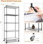 Bstrip Plant Stand with Grow Light, 5-Tier Plant Shelf with 4 Pack T8 Full Spectrum Grow Light for Indoor Plant Seed Starting, Winter to Spring Transition, Seed Tray, Timer & Wheels, 23.5"x13.8"x 59"