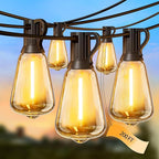 200FT Solar String Lights Outdoor Waterproof with Remote & Timer, LED Shatterproof ST38 Bulbs, USB & Solar Powered Patio Lights for Backyard, Porch, Garden, Wedding, Christmas Decor