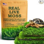 Live Moss Variety Pack for Reptiles– 3-Pack Mixed Real Terrarium Mosses (Each 3.5" x 7") – Live Sheet/Sphagnum Moss for Snake Gecko Turtle Frog Habitats, DIY Plant Décor – Fresh Reptiles Substrate