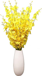 Yellow Artificial Flowers Orchids Silk Fake Flowers in Bulk, 12 Pcs (Each 38.5”), for Wedding Festive Party Home Office Decoration, No Include Vase
