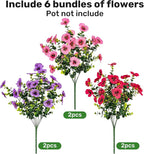 17 Inch Artificial Faux Pansy Flowers for Outdoor,Fake Pansies Flowers with Eucalyptus Leaves Fake Plants Greenery Boxwood Porch Patio Decor 6 Bundles(Light Purple,Pink,Dark Rose)