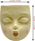 Handcrafted Head Planter Kiss Face Planter Pot Cute Flower Pot Resin Head Face Plant Pots for Succulent with Drainage Pale Yellow 1Pack