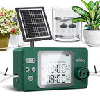 Solar Powered Dual Pump Drip Irrigation Kit for Outdoor Indoor Plants, 2-Zone Smart Self-Watering System with USB Charging, Automatic Plant Waterer for Garden Patio Balcony Vacation