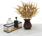 Fake Flowers Golden Bouquet Christmas Decorations, PASYOU Artificial Plants Plastic Shrubs Grass Leaves Indoor Outdoor Home Garden Party Hotel Verandah Wedding Event Faux DIY Table Decor - Gold 4 Pack