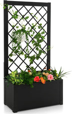 HAPPYGRILL Raised Garden Bed with Trellis, 44” Metal Elevated Garden Box for Climbing Plants Vine, Outdoor Planter Box for Yard, Garden, Balcony