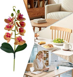 Fake Flowers, Elegant Realistic Design, PP, Orchid Decor Vase, Silk Bloom Arrangement, Long-Lasting, for Home, Bedroom, Bathroom, Living Room, Office