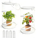 2 Pcs Pop Up Mesh Plant Protectors, 21 x 13 Foldable Garden Cover, Specifically Designed for Outdoor Vegetables, Seedlings & Flowers, Animal Barrier Cloches with Stakes (White)
