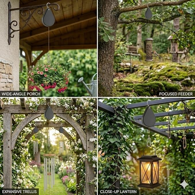 WROSWT Upgraded Retractable Plant Hanger,Plant Pulleys for Hanging Plants,Easy to Raise and Lower,Auto Lock,Heavy Duty,Adjustable Hook for Garden Baskets Pots,Birds Feeder,(3Pcs,White)