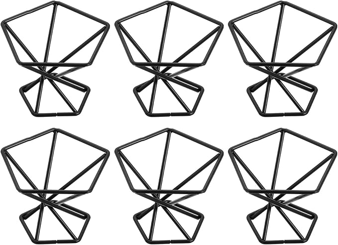 uxcell 6Pcs Air Plant Holder, Makeup Sponge Drying Holder Rack, Tabletop Air Fern Display Stand, Makeup Beauty Egg Dry Stand for Dressing Table Home Decoration, Black (56x56x42mm)