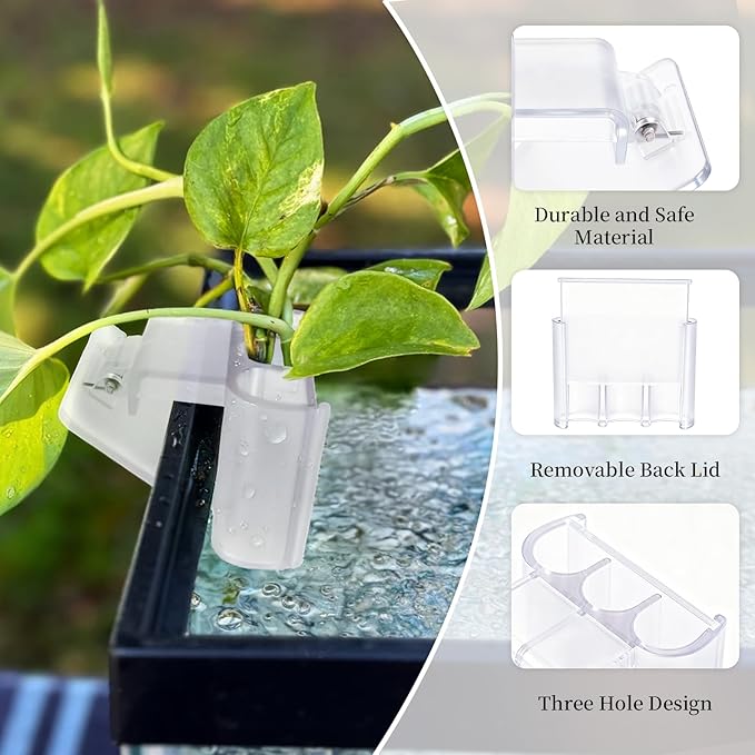 2 Pack Hanging Aquarium Plant Holder – 3 Holes Aquatic Plant Cups, Fish Tank Holder for Aquatic Plants, Ideal for Aquarium Tank Decoration(Transparent)