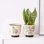 STHIE 5 Inch Ceramic Planters for Indoor Plants, Funny Small Plant Pots with Drainage, Unique Decorative Cute Flower Pot Panthers Round Flowerpots