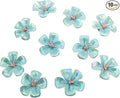 10 PCS 3D Flower Ceramic Tiles,1.6" Handmade Procelain Ceramic Flowers for Artwork,Fish Tank,Vases,Living Room, Dining Table,Office, Home Floral Decor (Single-Flowered Iridescent Blue)