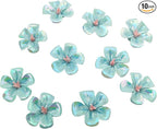 10 PCS 3D Flower Ceramic Tiles,1.6" Handmade Procelain Ceramic Flowers for Artwork,Fish Tank,Vases,Living Room, Dining Table,Office, Home Floral Decor (Single-Flowered Iridescent Blue)