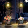 2 Pack Solar Lights Outdoor with Plant Stands, Solar Floor Lamp, Solar Powered Street Light Metal Tripod Deck Lights, Patio Decor for Garden Yard Pathway Driveway Porch