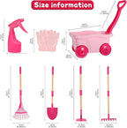 Kids Gardening Tools Outdoor Toys Set - Wheelbarrow Backyard Play Set for Kids with Shovel, Rake, Leaf Rake, Summer Yard Digging Weed Toys, Easter Birthday Gifts for Boys Girls Age 2 3+ Years Old