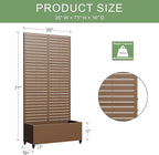 Casaphoria Metal Raised Garden Bed with Trellis and Wheels, 72"x35"x16" Planter Box for Climbing Plants, Vegetables & Vines, Features Drainage Holes and Privacy Screen (Brown-Louvered)