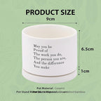 May You Be Proud of The Work You Do Inspirational Gift Ceramic Succulent Plant Pot with Tray Coworker Leaving Motivational Gifts Home Decor Plant Lover 3.5 Inch White (No Plants) (with Ceramic Tray)
