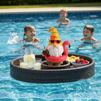 Lavezee Garden Gnome Statue Outdoor Decor, Solar Gnomes with Flamingo Figurine for Garden, Patio, Yard Decor, Summer Pool Party