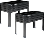 DIIYIV 2PCS Galvanized Raised Garden Bed with Legs,2PCS 48×18×30in Elevated Planter Box for Backyard,Garden, Patio, Balcony, 300lb Capacity,Planters for Outdoor Plants,Black