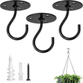 Ceiling Hooks for Hanging Plants-Heavy Duty Wall Mount Hanger Bracket for Hanging Bird Feeders, Lanterns, Wind Chimes, Planters, Outdoor Decoration (3 Pack) (Black)