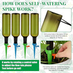 SiliFine 8 Set Plant Watering Devices with Self Watering Spikes and 26 oz Plastic Bottles Plant Waterer Devices with Adjustable Control Valve Switch Indoor Outdoor (Green)