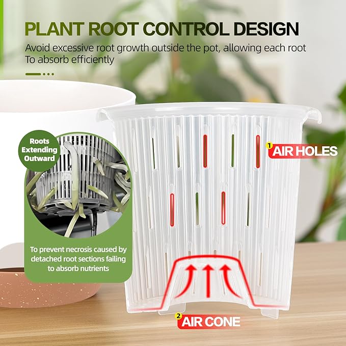 Self Watering Orchid Pots for Indoor Plants,5.8 Inch Macetas para Orqudeas,Flower Pots for Indoor Plants with Holes(White)