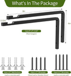 2 Pack 8 Inch Plant Hanger Hooks for Indoor Hanging Plants, Heavy Duty Steel Hanging Plant Brackets Wall Mount Hooks for Hanging Bird Feeders Flower Basket Wind Chime Solar Lanterns Outdoor, Black
