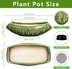 Bonsai Planter 18 Inch - Large Ceramic Succulent Pots with Drainage Hole, Bonsai Pots for Indoor Outdoor Plant, Ceramic Flower Pot, Decorative Plant Pot, Garden Decor, Housewarming Gift, Green