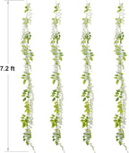 Lvydec Wisteria Artificial Flowers Garland, 4Pcs Total 28.8ft White Artificial Wisteria Vine Silk Hanging Flower for Home Garden Outdoor Ceremony Wedding Arch Floral Decor
