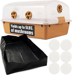 Premium Mushroom Monotub [XLarge, 68Q Grow Kit] Portable and Compact Fruiting Chamber with Filter Discs, Liner and Adjustable Air Vents, 22.8 x 15.7” x 12”, Brown