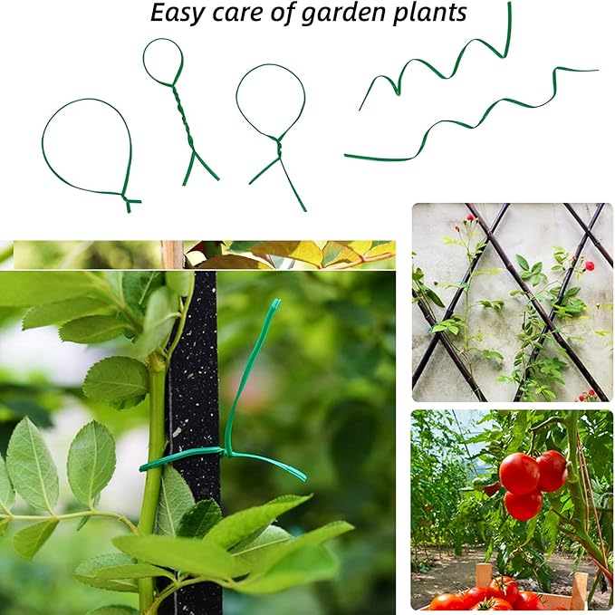 Plant Twist Ties - 8'' Plant Ties for Climbing Plants - Garden Ties Reusable Twist Ties Garden Twine for Plants Vines Cords Bags - Pack of 100, Green