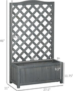 Outsunny Wooden Raised Garden Bed with Trellis, 46" Planter Box, to Grow Vegetables, Herbs, and Flowers for Backyard, Patio, Gray