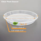 LWALRS Plant Saucer Tray 10 inch, 6 Pack Plastic Plant Saucers for Indoors Outdoor, Heavy Duty Drainage Drip Water Trays for Planter Pots Flower, Flower Saucers for Pots Base (10", Clear)