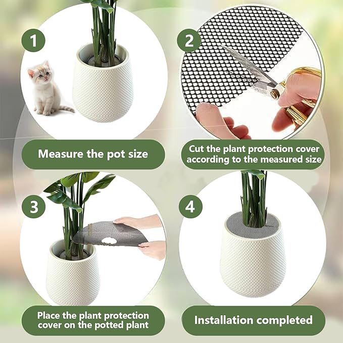 6 Pcs Plant Pot Grids-Cuttable Plant Pot Soil Covers Protectors from Animals-Indoor Plant Pot Soil Guard for Outdoor Garden Plant Protection (11.8in-6pcs)