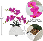 Fake Orchid Plant in White Rainbow Pot, Artificial Silk Phalaenopsis Orchid Flowers for Home Décor, Table Centerpiece, Office Desk (Fuchsia)