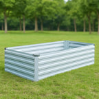 Meberam 2 Pack 4x2x1FT Galvanized Raised Garden Beds Kit Outdoor Metal Gardening Planter Box for Vegetable Elevated Flower Herbs,Silver