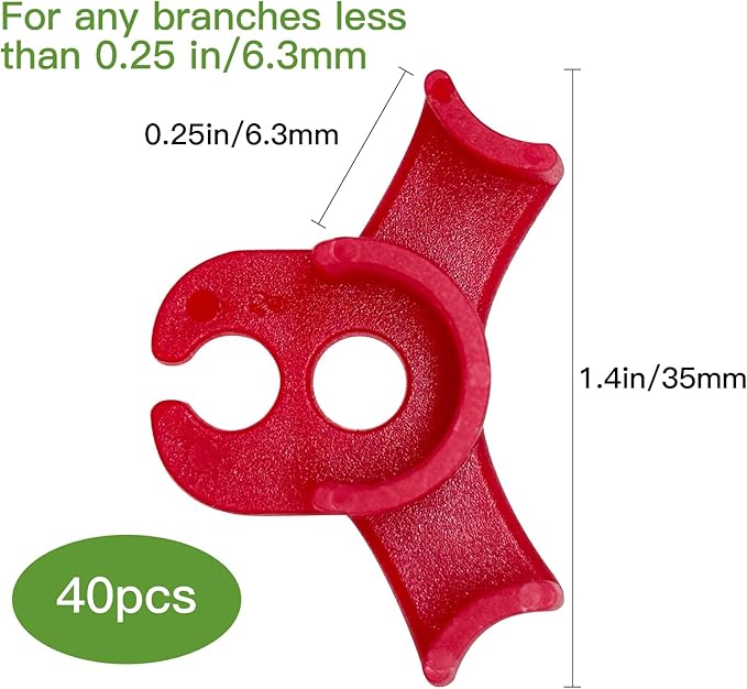 40 pcs Plastic Plant Training Clips, 90 Degrees Plant Stem Bender Low Stress Training Adjustable Circle Style Bud Bender for Climbing Plants and Gardening (Red)