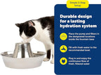 PetSafe Seaside Stainless Steel Cat & Dog Fountain, 60 Oz Water Capacity - 2 Water Filters & 1 Pump Included, Soothing Flow for Pets, Scratch-and Rust-Resistant Material - Quiet Motor