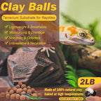 ZeeDix 2 LBS Reptile Substrate Leca Balls - 100% Organic Expanded Clay Pebbles, Ideal Bioactive Terrarium Clay Balls Substrate for Reptile Terrarium Tank, Bearded Dragon, Tortoise, Gecko, Snake & Frog