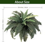 2 Pack Artificial Fern for Outdoors 33" Fake Boston Ferns Large Artificial Plants Faux Ferns for Front Porch Halls Indoors Gardens Churches Window Box Decorating