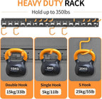 Garden Tool Organizer Wall Mount - Garage Storage and Organization Yard Tool Hanger with Adjustable Pegboard Hooks Shed Rack for Broom Mop Shovel Rake Trimmers, 32 inch Max 350lbs, Black