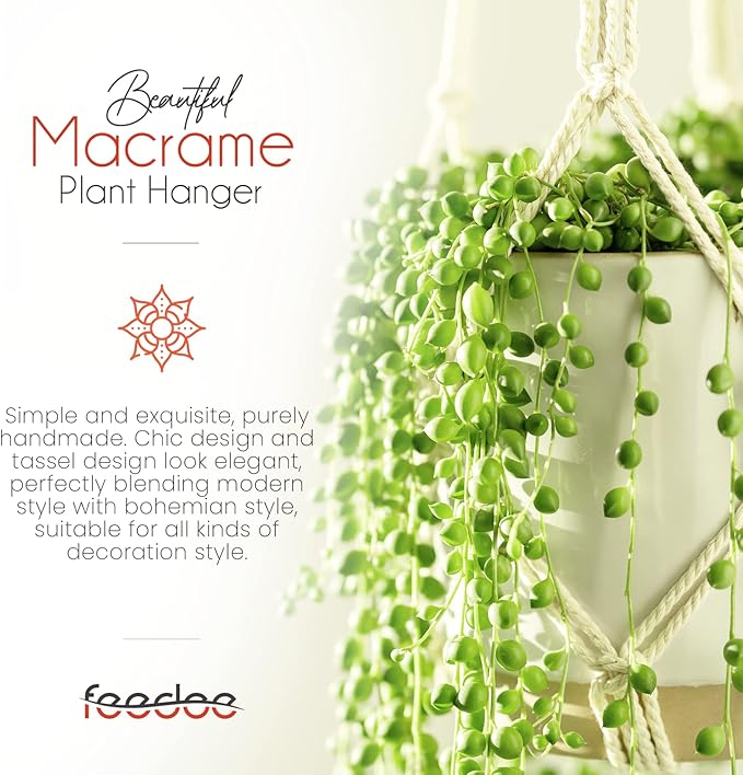feedee Macrame Plant Hangers Indoor Macrame Hanging Planters for Indoor Plants, 6 Pack Hanging Plant Holders Indoor Hanging, Macromay Plant Hangers for Indoor Plant Hanger, Outdoor Flower Pots Holder