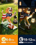 Cute Solar Dog Garden Statue with Lantern Light, 11 Inch Resin Dog Figurine Outdoor Decor, Outdoor Statues for Yard Lawn Porch Patio Balcony Home House, Unique Gift for Mom Grandma Dog Lovers Dad