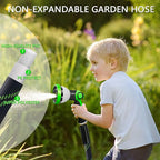 Garden Hose 50 FT, NON-EXPANDABLE Heavy-Duty Flexible & Lightweight Water Hose with 10-Function Nozzle, No-Kink, Leak-Proof Super Fabric, Solid Fittings for Lawn, Car, Outdoor (Black Green)