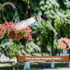 RESTMO Metal Watering Wand, Heavy Duty Garden Hose Wand with 180° Swivel Ratcheting Head, 16'' Hose Nozzle Sprayer with 7 Spray Patterns and Flow Control, for Water Hanging Baskets and Shrubs, Gold
